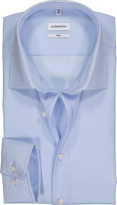 Seidensticker Slim Fit Overhemd Lichtblauw - Maat 37 - Heren