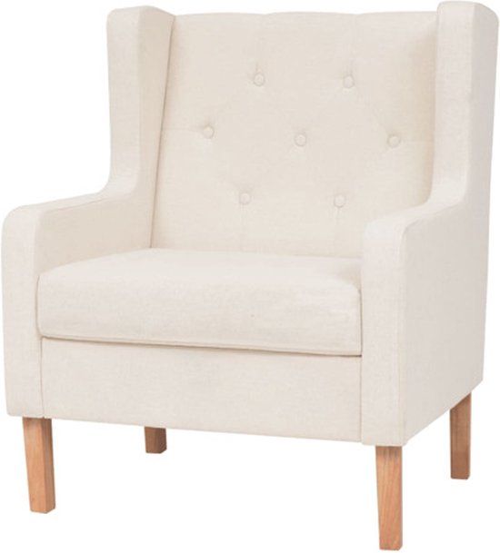 vidaXL Fauteuil stof crèmewit
