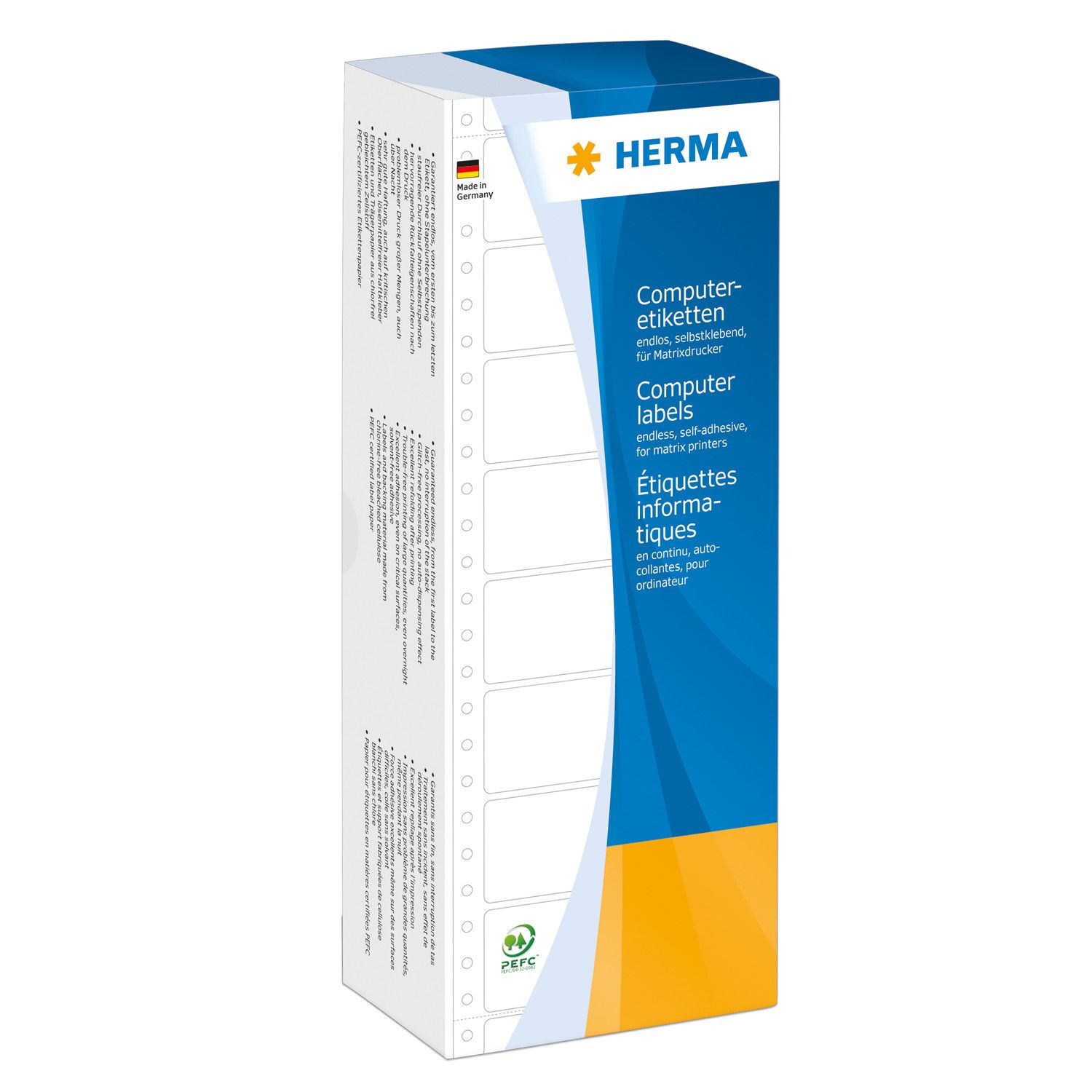 HERMA Computeretiketten eindloos 38.1x10.3 mm 2-banen 24000 St. - wit