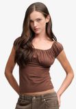 Superdry Athletic Essentials Tanktop Slanke Pasvorm Dames Chestnut Brown Katoen/Elastaan Maat 10