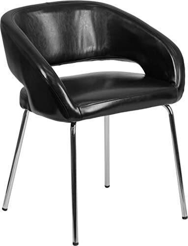 Flash Furniture Fusion Series Moderne bijzetstoel, leer, zwart, 63,5 x 58,42 x 33,02 cm