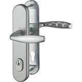 NEW YORK Veiligheidsdeurklinkset op bord PZ88/2, deurdikte 67-72, met kerntrekbeveiliging, roestvrijstalen effect