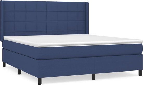 vidaXL Boxspring met matras stof blauw 160x200 cm