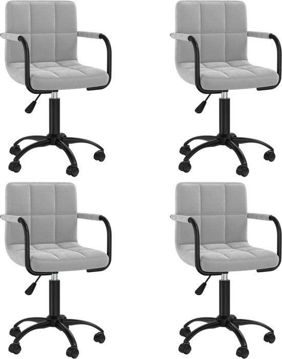 vidaXL Eetkamerstoelen draaibaar 4 stuks fluweel lichtgrijs