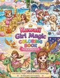 Kawaii Girl Magic Coloring Book for Kids Ages 4–8