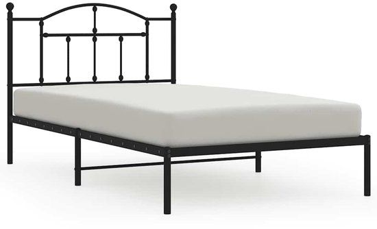 vidaXL Bedframe met hoofdbord Metaal Zwart 100x200 cm