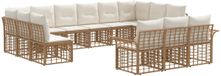 vidaXL - Extérieur - canapé - set - 13 - pce - Naturel - et - Crème - Blanc - Polyester