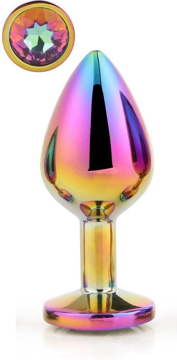 DreamToys Aluminium Anaalplug Medium Gleaming Love - Multi Color