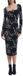 Desigual Jurk Dames Zwart Lange Mouw Vierkante Hals Printopdruk Kuithoogte Viscose