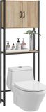 Kleankin Boven het toiletkastje 64x19x178cm Spaanplaat Natuurlijk hout