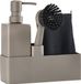Zone Denmark Afwasset 19 x 6 x 20,5 cm met vaatdoekje, keramieke zeepdispenser en afwasborstel - 4 stuks Taupe