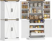 Homcom Keukenvoorraadkast - Spaanplaat, MDF - 76 x 40 x 182 cm - Wit