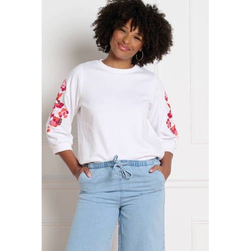 LOLALIZA Gebloemde Sweater Wit