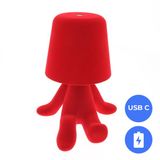 Fonkel Oplaadbare LED Tafellamp - Denker - Rood Velours - Dimbaar - USB-C