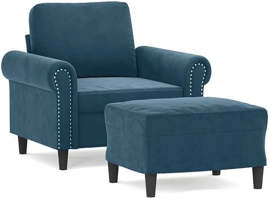 vidaXL Fauteuil met voetenbank fluweel blauw
