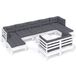 vidaXL 10-delige loungeset met kussens massief grenenhout wit