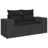 vidaXL Loungeset met kussens, polyrotan, zwart