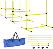 PawHut Agility-Set für Hunde, 4 verstellbare Hürden, für Slalom, Springen, Kunststücke, leicht, mit Tragetasche, Kunststoff, 99 x 65 x 94 cm, Gelb