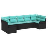 vidaXL Tuinbank - Set - 7 - st - Zwart - Poly - rattan