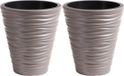Prosperplast Plantenpot/bloempot Sand Dunes - 2x - buiten/binnen - kunststof - beige - D35 x H38 cm - met binnenpot