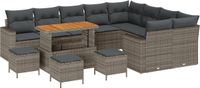 vidaXL Tuinbank Set 13 stuks Grijs Polyrotan