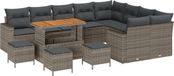 vidaXL Tuinbank Set 13 stuks Grijs Polyrotan