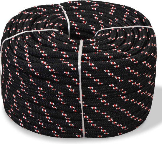 vidaXL Boot touw 12 mm 50 m polypropyleen zwart