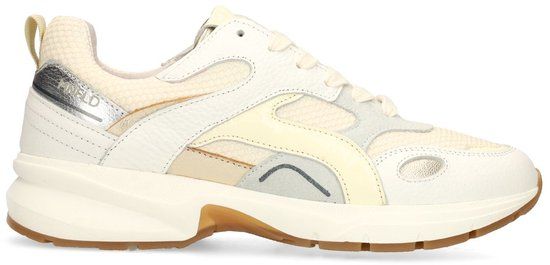 Manfield - Dames - Witte leren sneakers - Maat 41