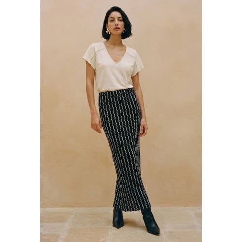 VERO MODA midi rok met print - zwart