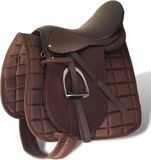 vidaXL Selle de cheval en cuir véritable 16" marron