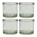 Dekohelden24 Set van 4 theelichthouders van helder glas, eenvoudig en elegant, afmetingen H x Ø ca. 5,5 x 6 cm