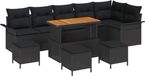 vidaXL Banc de jardin 10 pièces noir polyrattan