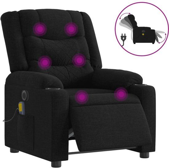 vidaXL Massagestoel elektrisch verstelbaar stof zwart