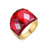 Luxenter Rode ring maat 14 met Onix Hydrothermal Quartz afgewerkt in 18k geelgoud - Fadino