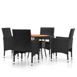 VidaXL 5-delige Tuinset Poly Rattan Zwart