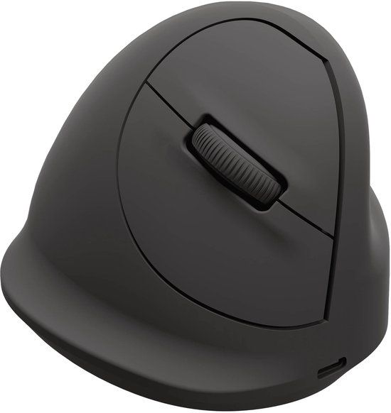 Fellowes Breyta™ Plus+ Verticale Muis Medium – Ergonomisch Rechtshandig – 3‑in‑1 (Bluetooth / USB‑C / Bedraad) – 2400 DPI – Antibacterieel - Zwart