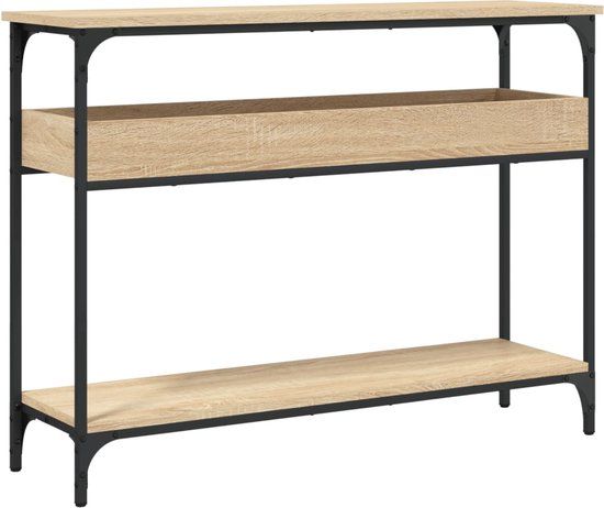 vidaXL Consoletafel met plank Sonoma eiken 100x29x75cm bewerkt hout