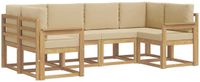 vidaXL - Hoek loungeset - 6 zitplekken - Wit en Beige - Acacia Hout