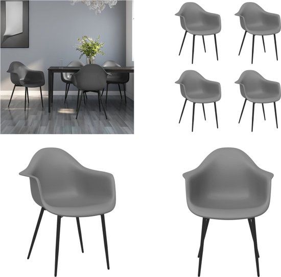 vidaXL Eetkamerstoelen 4 st PP grijs