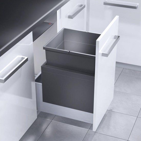 Hailo Triple XL Front Afvalemmer - 55 Liter - Donker Grijs