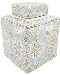 DKD Home Decor Vaas van het merk porselein beige Arabisch blauw (15,5 x 15,5 x 21,5 cm) (Referentie: S3021729)