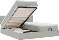vidaXL Bedframe met matrassen en LED's 160x200cm fluweel lichtgrijs