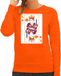 Bellatio Decorations Koningsdag sweater voor dames - kaarten koning - oranje - feestkleding XS