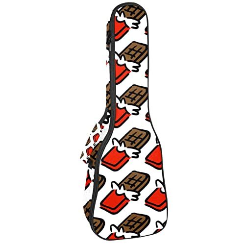 Mersov Tenor Ukulele Gigbag Waterdichte Ukelele Case Gewatteerde Rugzak, Geweldig voor Sopraan Concert (21/23/24") Cartoon Chocolade Bar Patroon