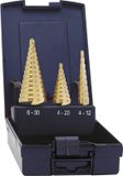 Exact 5351 HSS Getrapteboorset 3-delig 4 - 12 mm, 4 - 20 mm, 6 - 30 mm TiN 3 vlakken schacht 1 set(s)
