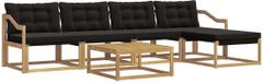 vidaXL Bank loungeset 5 places Acacia bois Blanc et noir