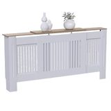 Vida Designs Arlington Radiatorombouw Wit - Verstelbaar - Modern Shaker Style Vertical Slat Design For Optimal Heat Circulation- H83xW140-204xD19cm -Geschilderde MDF-kast Ideaal voor woonkamer en gang