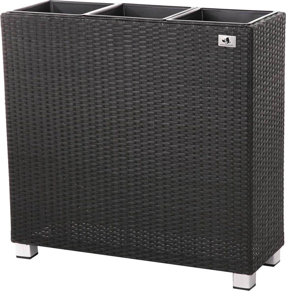 Gartenfreude Ruimteverdeler plantenbak wicker 76x26x73cm antraciet