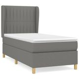 vidaXL Boxspringbed met matras, stof, donkergrijs, 90x190 cm