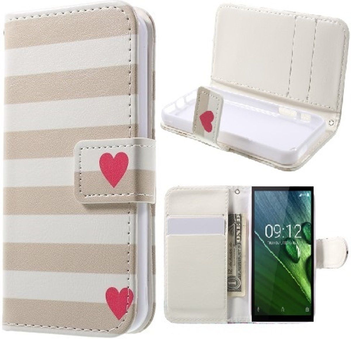 Freelancers Qissy Stripes And Heart portemonnee case hoesje voor Samsung Galaxy J1 mini - 8719665014803